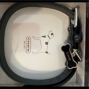 Coach black leather dog collar